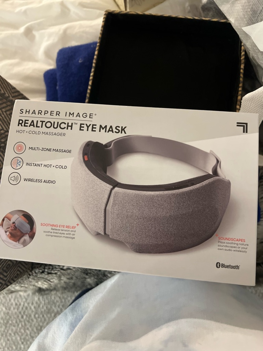 Sharper Image Gray RealTouch Hot & Cold Eye Mask with Bluetooth Audio